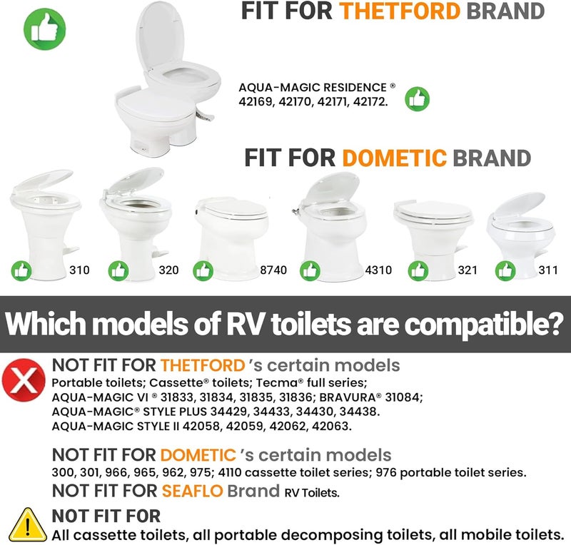Terapaton RV Bidet for Camper Toilet, Non-Electric Toilet Sprayer Attachment with Dual Nozzles, Adjustable Pressure, Front/Rear/Self Cleaning, Upgrade for Trailer, Motorhome, RV Bathroom (Chrome Knob) - Image 2